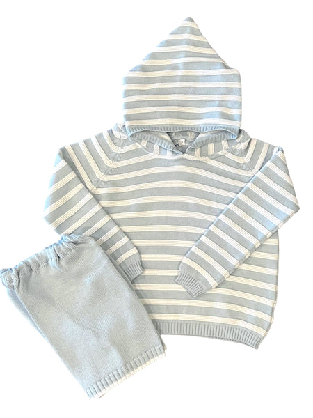 Striped Sweater Set- Light Blue Stripes