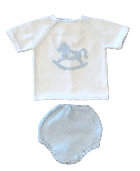 Rocking Horse Diaper Set- Light Blue