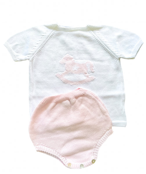 Rocking Horse Diaper Set - Pink