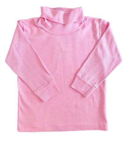 Mini Stripe Turtleneck- Bubblegum Pink