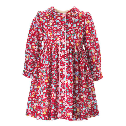 Button Front Dress- Rose Garden