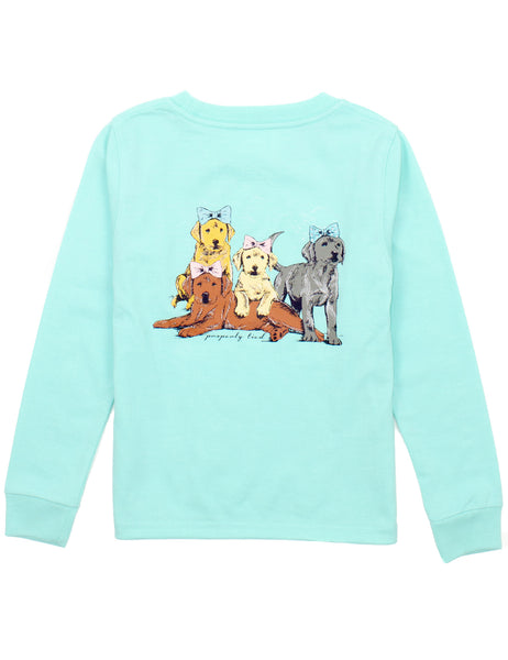 Puppy Pile Tee- Seafoam