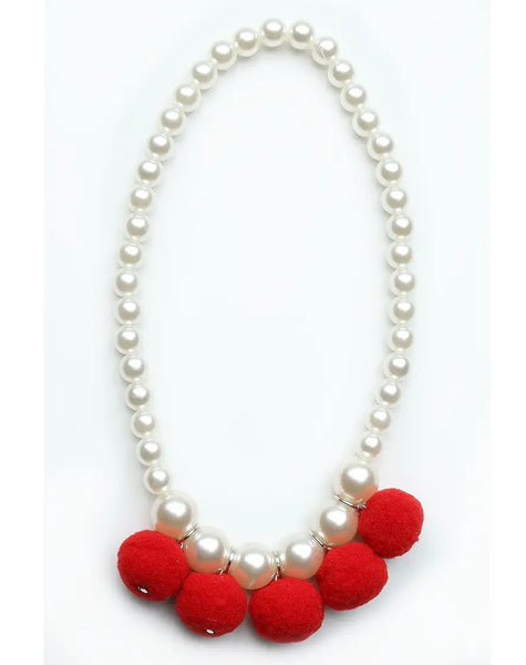 Red Pom Pom Necklace